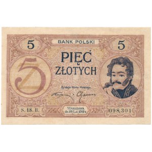 5 złotych 1919 - S. 18 B - po mocnej konserwacji