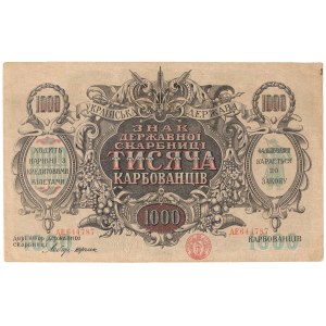 Ukraina, 1.000 karbowańców (1920) - AE - litera W