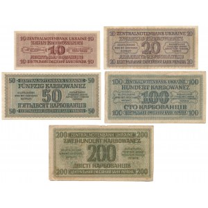 Ukraine, 10-200 Karbowanez 1942 - set of 5 pcs