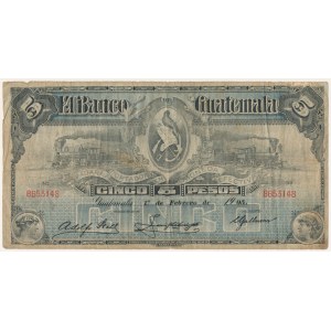 Guatemala, Banco de Guatemala, 5 Pesos 1905