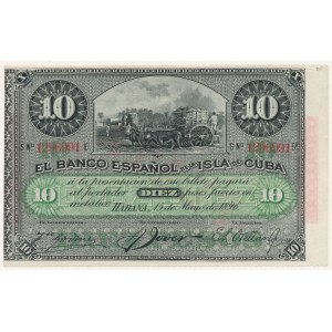 Kuba, 10 pesos 1896 - stempel PLATA