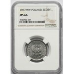 1 złoty 1967 - rzadka - NGC MS66