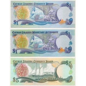 Cayman Islands, 1 & 5 Dollars 1991-2003 - set of 3 pcs