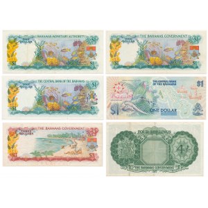 Bahamy, 4 shillings, 1 i 3 dollars (1953-1992) - zestaw (6szt)