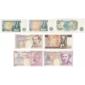 Wielka Brytania, 1, 10 i 20 pounds (1966-1999) - zestaw (7szt)