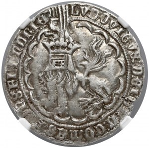Niderlandy, Flandria, Ludwig II van Male (1346-1384) podwójny grosz - NGC AU53