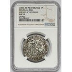 Niderlandy, Flandria, Ludwig II van Male (1346-1384) podwójny grosz - NGC AU53