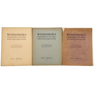 Wiadomości Numizmatyczno-Archeologiczne, Rok 1905 nr 1, 2, 3 (3szt)