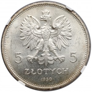 Sztandar 5 złotych 1930 - piękny - NGC MS64+