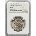 10 złotych 1960 Kościuszko - NGC MS66 (MAX)