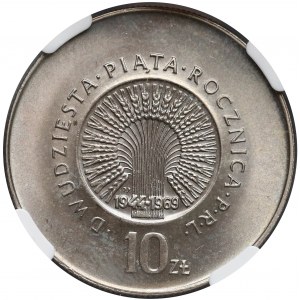 10 złotych 1969 25. rocznica PRL - NGC MS67 (MAX NGC)