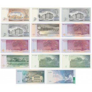 Estonia, od 1 do 100 kroon 1992-2007 - zestaw (14szt)