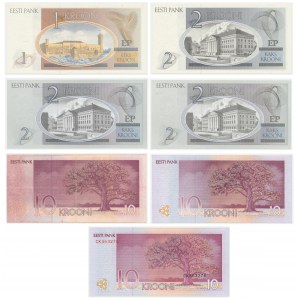 Estonia, 1, 2 & 10 Kroon 1992-2007 - set of 7 pcs