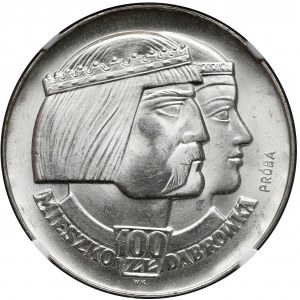 Próba SREBRO 100 złotych 1966 Mieszko... głowy - NGC MS65 (MAX)