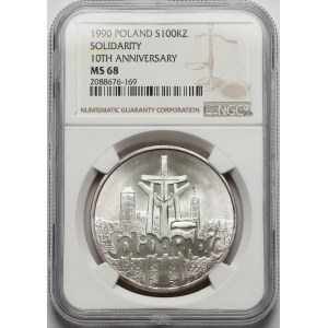 100.000 złotych 1990 Solidarność - odm.A - NGC MS68