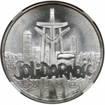 100.000 złotych 1990 Solidarność - odm.A - NGC mint error MS67 