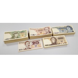 Zestaw banknotów PRL 20-1.000 zł (640szt)