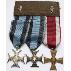Zespół 2 orderów Virtuti Militari oraz Krzyża Walecznych
