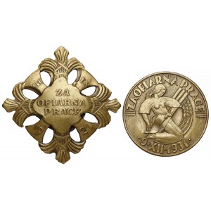 Odznaki honorowe ZA OFIARNĄ PRACĘ 1921 i 1931 (2szt)