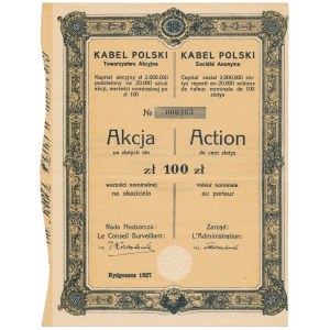 KABEL POLSKI Towarzystwo Akcyjne w Bydgoszczy, 100 zł 1927