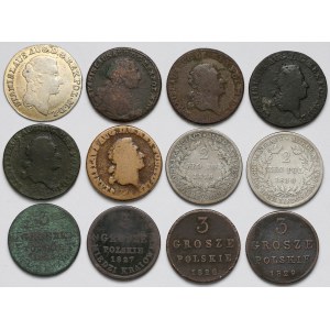 Poniatowski i zabory, zestaw monet z lat 1766-1830 (12szt)