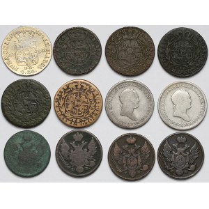 Poniatowski i zabory, zestaw monet z lat 1766-1830 (12szt)