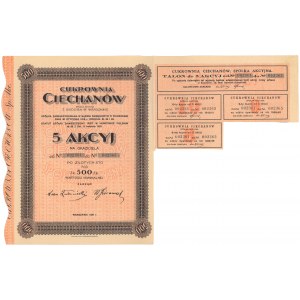 Cukrownia CIECHANÓW Spółka Akcyjna, 5x 100 zł 1931 - na okaziciela