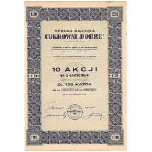 Spółka Akcyjna Cukrowni DOBRE, 10x 120 zł 1938