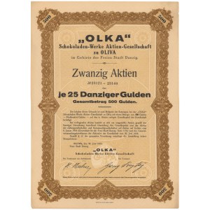 Gdańsk Oliwa, OLKA Schokoladen-Werke..., 20x 25 gulden 1924