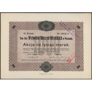 Towarzystwo Akcyjne Wytwórni Maszyn Młyńskich, Em.4, 1.000 mkp 1921