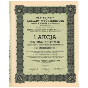 Pabianickie Zakłady Włókiennicze dawniej R. Kindler, 7.275 zł 1937