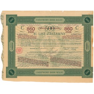 Państwowy Bank Rolny, 8% List zastawny 500 zł 1929