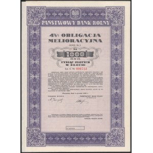 4.5% Państwowy Bank Rolny, Obligacja Melioracyjna na 1.000 złotych 1939
