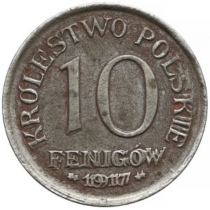 DESTRUKT Królestwo Polskie, 10 fenigów 1917 - mocne zdwojenie daty