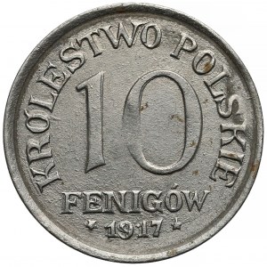 DESTRUKT Królestwo Polskie, 10 fenigów 1917 - zdwojenie + inne