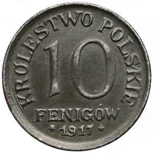 DESTRUKT Królestwo Polskie, 10 fenigów 1917 - zdwojenie awersu