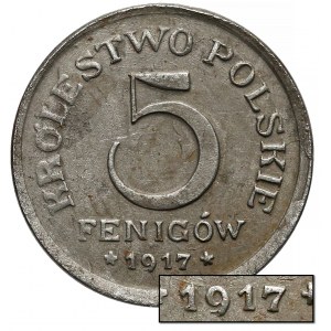 DESTRUKT Królestwo Polskie, 5 fenigów 1917 - otwarta 9 - rzadkie