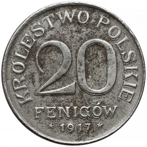 DESTRUKT Polské království, 20 fenig 1917 - zdvojení na Rw.