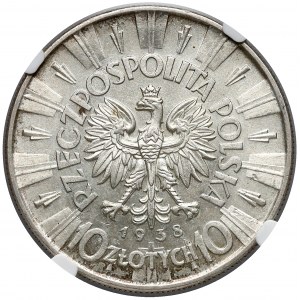 Piłsudski 10 złotych 1938 - NGC MS61