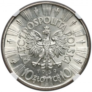 Piłsudski 10 złotych 1939 - NGC MS62