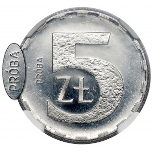 Próba ALUMINIUM 5 złotych 1989 - NGC PF64