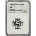 Próba ALUMINIUM 5 złotych 1989 - NGC PF64