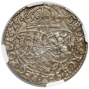 Zygmunt III Waza, Szóstak Kraków 1627 - b. ładny - NGC AU58