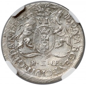 Poniatowski, Szóstak Gdańsk 1764 REOE - piękny - NGC MS63