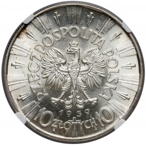 Piłsudski 10 złotych 1939 - NGC MS62