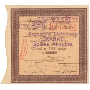 Przemysł Metalowy Rauer, Kredyk i S-ka, 1.000 mkp 1921