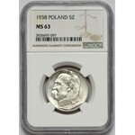 Piłsudski 5 złotych 1938 - NGC MS63