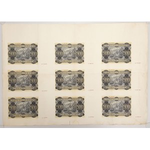 ARKUSZ banknotów 500 złotych 1940 Góral 