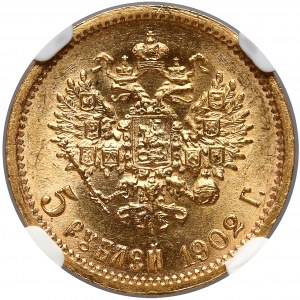 Rosja, Mikołaj II, 5 rubli 1902 AP - NGC MS64