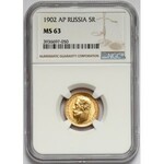 Rosja, Mikołaj II, 5 rubli 1902 AP - NGC MS63